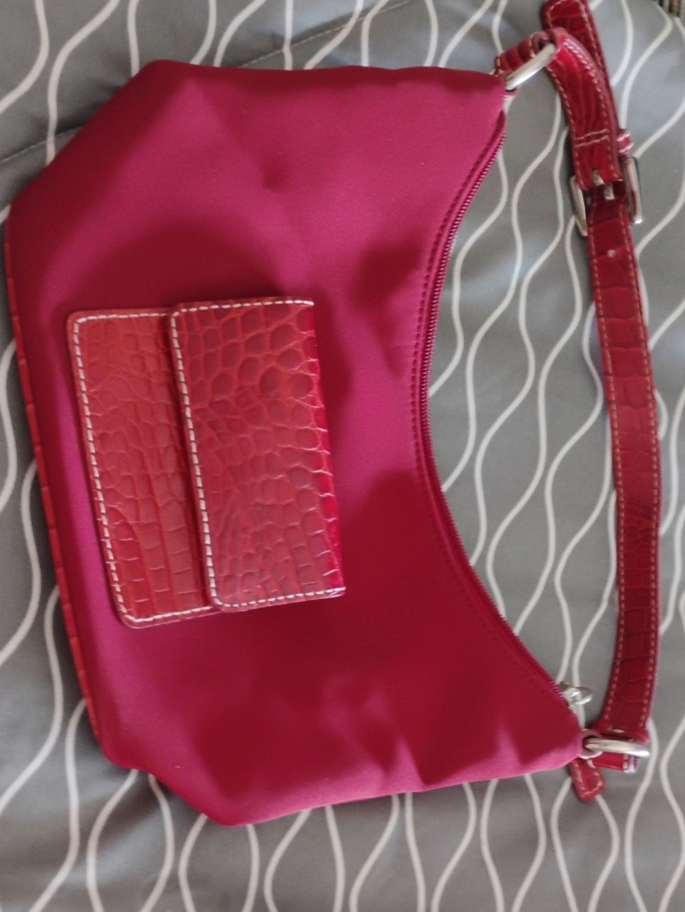 Scarlet Talbots Croc-Accent Shoulder Bag with Adjustable Strap